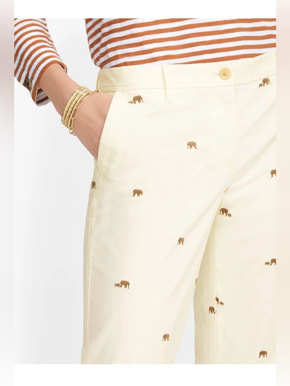 NWT Talbots Relaxed Chino Pants Embroidered Elephant Womens Plus 24W 3X